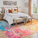 Rugflix 8x10 Area Rugs for Living Room, Colorful Rainbow Washable Rug