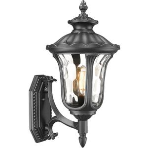 Outdoor Light Fixtures Wall Mount, Waterproof Exterior Wall Lanterns with Waer Ripple Glass, Outside Sconces, Front Porch Lights for House Garage Doorway Patio, 22'' Large Black