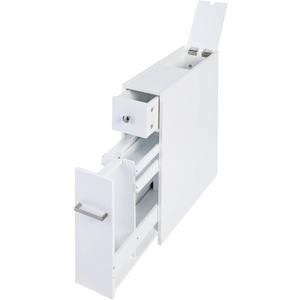 Spirich Slim Bathroom Storage Cabinet, Free Standing Toilet Paper Holder, Bathroom Cabinet Slide Out Drawer Storage, White, 19.69''d X 6.45''w X 22.83''h