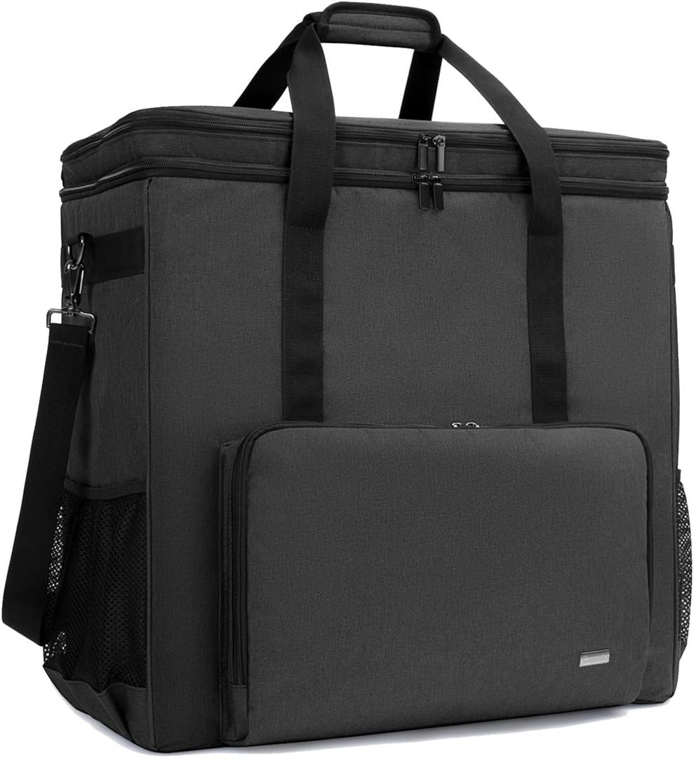 CURMIO Double-Layer PC Carrying Case, Desktop Computer Travel Bag for PC Chassis, Keyboard, Mouse and Headphone, Bag Only, Black