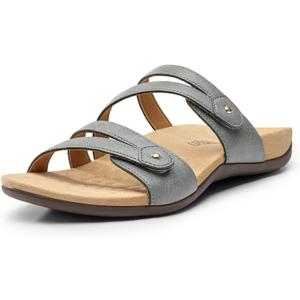Rihero Arch Support Sandals Women's Orthopedic Comfortable Casual Orthotic Slide Sandals with Adjustable Strap for Summer Walking Grey Size 9