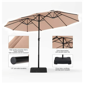 15 ft. Market Patio Umbrella 2-Side in Beige