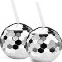 Bachelorette Gifts for bride Disco Ball Cup with Straws, 20 Oz Silver Disco Ball Tumbler for Cowgirl Bachelorette Party Decorations, Bride to Be, Bridal Shower Supplies