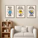 3Pcs Vivid Retro Wall Art Canvas Motivational Posters Aesthetic Prints Colorful Pictures Paintings Cool Cartoon Wall Decor Funky Inspirational Decoration for Home Bedroom Living Room Office Unframed