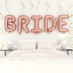 HOUSE OF PARTY Bride Balloon - 40'' Foil Balloons for Wedding Bridal Shower Engagement Party Decor - Bachelorette Party Supplies for Bride-to-Be! Rose Gold