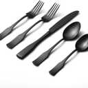 Alata Kate Black Satin 40-Piece Silverware Set, Service for 8, Stainless Steel Flatware Set, Matte Polished Cutlery Set, Dishwasher Safe