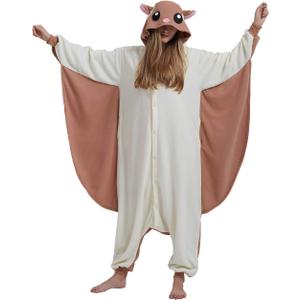 DarkCom Flying Squirrel Onesie Halloween Costume One Piece Unisex Adult Pajamas Women Men Sleepwear Christmas PajamasbXL