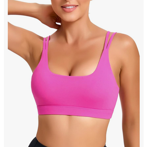 SONGSKY Sports Bras for Women, Medium-High Support Strappy Padded Running Sports Bras with Removable Cups XL