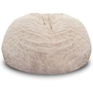 Fluffy Faux Bunny Fur Bean Bag Pouf Cover(No Filler) Soft Faux RH Fur Sofa Bed Washable Bean Bag Couch Cover for Adults Teens Kids Girls(Khaki,100cm)