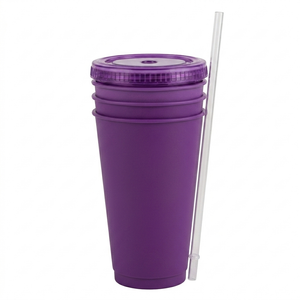 2 x Changing Cups, 4 Pack of Plastic Cups Reusable Tumbler with Lids, Purple
