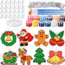 Cholemy 24 Sets Christmas Sun Catcher Kit Include Suncatcher Craft with Paints Suction Cups Fishing Thread, Xmas DIY Window Art Kit Paintable Suncatchers Winter Holiday Decorations for Christmas Gifts