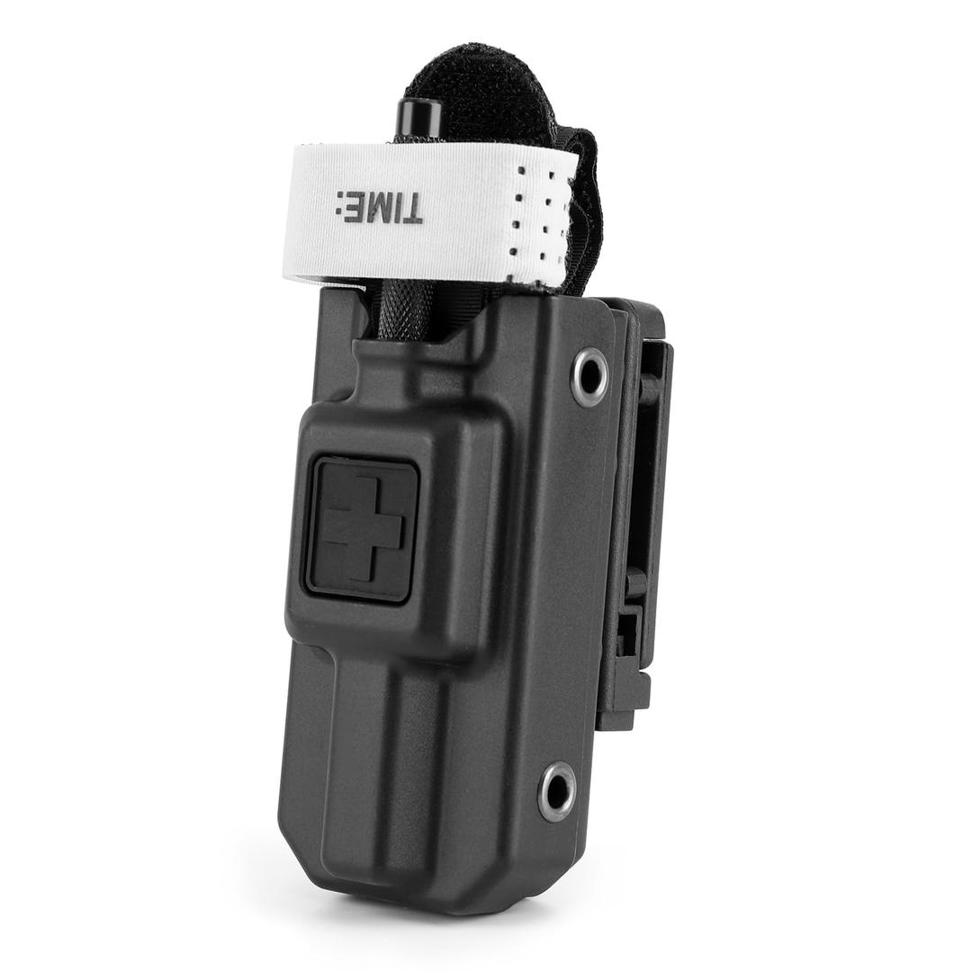 Tourniquet Holder, Tourniquet Holster with Molle Strap and Upgraded Tactical Belt Clip for Duty and Utility Belt, Black Holder Only, Black Color