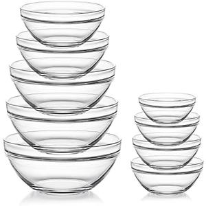 Sweejar Glass Mixing Bowls Set(set of 8),Nesting Bowls for Space Saving Storage,Great for Cooking,Baking,Prepping,Stackable Bowl Set…