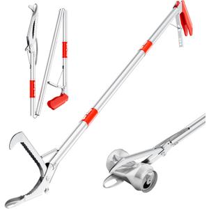 50" Foldable Grabber Reacher Tool, Extra Long 3 Fold Reaching Aid for Seniors, Heavy-Duty Trash Picker Upper & Litter Pickup Tool for Home & Garden (50 Inch Red)