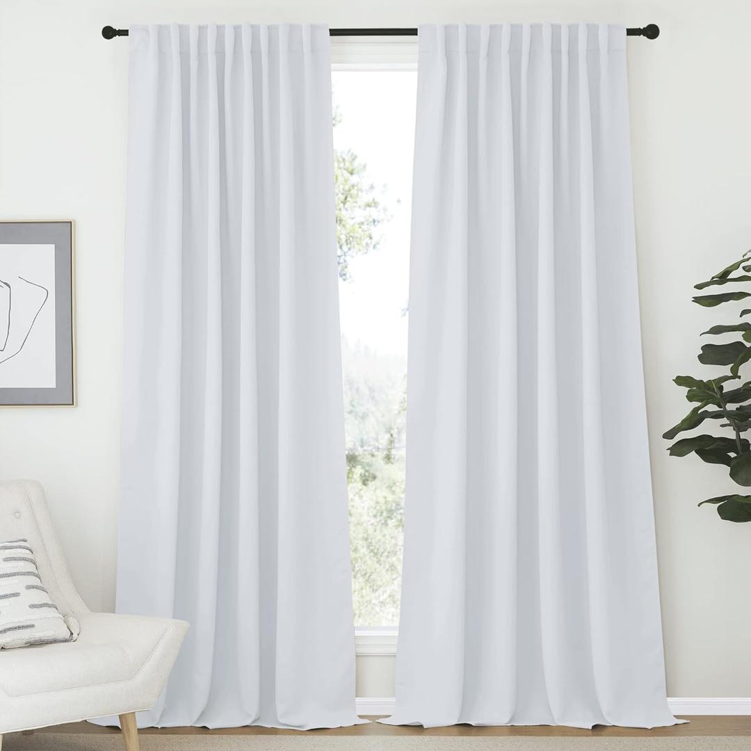 NICETOWN Living Room Darkening Curtain Drapes - (Cloud Grey Color) W70 x L108, Set of 2, Room Darkening Window Treatment Drapery Panels