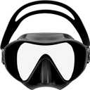 Italian Design Premium Tempered Glass Lens Anti-Fog Panoramic View Frameless Snorkel Mask, Elite Dry Snorkel Tube, Adjustable Fins - Mask Fin Snorkel Set (S/M, 6-9 / EU: 38-42, Noire)