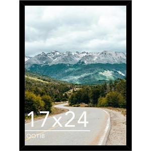 QOTIB Wood 17x24 Picture Frame Black for Wall Hanging, 17 x 24 Frame Photo Frame for Wall Horizontally or Vertically, Black, 1 Pack