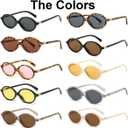 JOVAKIT Retro Oval Sunglasses for Women Vintage Fashion 90s Small Oval Frame Sun Glasses Oval Eyeglasses (Tortoise/Brown) (Brown)