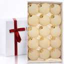 15PCS White Velvet Flocked Christmas Ornaments, 3.15" Shatterproof Matte Balls for Xmas Tree Decor, Elegant Luxury Holiday Ornaments (Beige)