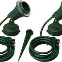 Woods Outdoor Floodlight Fixture with Stake (6-Feet Cord, 120V, Green) (2 Pack)