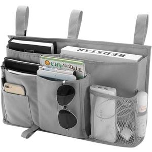 Bseash Bunk Bed Organizer, Bedside Caddy Hanging Bed Organizer Storage Bag 8 Pockets, for College Dorm Rooms Bed, Hospital Bed, Baby Bed Rails, 600D Oxford Cloth (Gray) (Large)
