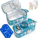 DawnBox Breast Milk Cooler Travel Bag with Real-Time Temp Display - Holds 20oz Breastmilk Storage Bag & Cooling, Portable Breast Milk Cooler Bags with 2 Ice Packs for Breastmilk Storage (Lily)