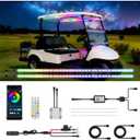 2 Pcs RGB+IC Golf Cart Canopy Lights Strip, 12V-80V Dream Color Chasing Golf Cart Roof Light with Remote and APP Control, Voltage Reducer Included, Music Sync for EZGO Yamaha Club Car