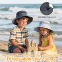 Kids Sun hat for Girls Boys Outdoor Breathable Sun Protection UPF 50+ Cap Wide Brim Summer Beach Bucket hat (5-13 Years, Beige)
