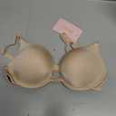 IHOIU Front Closure Bra Push Up Plunge V Front Clasp Bras Padded Add Cup Demi Underwire Lift T Shirt Smooth Bralette(Nude, 32C)
