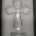 Crystal Standing Cross Decor  Handmade Glass Holy Cross Figurine, Christian Easter Gifts, Religious Decorations for Women & Men, Baptism Confirmation Gifts, Church or Home Office Display (Clear)
