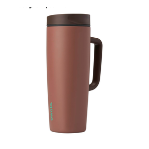 Owala SmoothSip Slider Stainless Steel Insulated Travel Mug with handle, 100% Leak Proof, For Hot and Cold Drinks, Travel Friendly with Sliding Lock Lid, 24 oz, BPA Free, Leak Proof, Cozy Cocoa