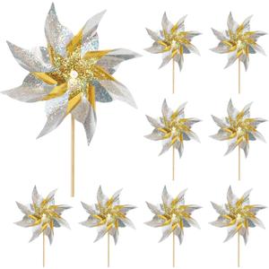 10 Pack Reflective Pinwheels for Yard and Garden,Wind Spinners Outdoor Bird Scare Devices,Sparkly Windmills for Garden Decor Scare Birds Away,Yard Wind Spinners for Outside Patio