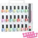 JIASHENG Nail Polish Organizer Case for 48 Bottles, Gel Nail Polish Storage Holder Double Side Adjustable Space Divider for Acrylic Nail Gel Dip Powder Tips Set with Two Toe Separator 