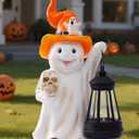 Nacome Halloween Cute Ghost with Solar Lantern: Scary Figurine Spooky Decoration for Garden Outdoor, Holiday, Party, Indoor, Office,Dinner Table - Adorable Gift Ideal Choice