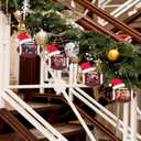 Chunful 12 Pcs Football Ornaments for Christmas Tree Decorations Wooden Christmas Picture Frames with Santa Hats and Jute Twine Xmas Photo Ornament Gifts for 1.57 x 2.36 Inch Photos Sports Player Team