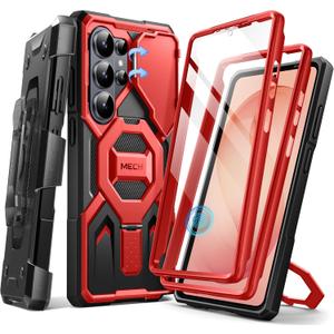 TONGATE Magnetic Stand for Samsung Galaxy S26 Ultra Case, Compatible with Magsafe, [Camera Cover & 2 Front Frames][Military Drop Protection] S26 Ultra Case Built-in Screen Protector & Belt Clip, Red