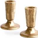 Cast Iron Taper Candle Holder Set of 2, Antique Brass Candlestick Holders Decorative Candle Stand, Tapered Candle Holders Tall Set for Wedding, Holiday, Home Decor, Christmas Decoration (Gold)