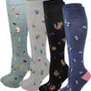 Dr. Motion Compression Knee High Socks for Women - 4 Pairs Pack (9-11, Assorted #6)