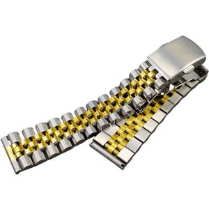 flat end 18mm 19mm 20mm jubilee with double button buckle stainless steel watch bracelet fit for rlx skx watch (2 tone gold)