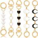 5Pcs Bag Extender Chain Moon Heart and PearlPurse Extender Chains Bag Strap Extender for Handbags Crossbag Shoulder Bag, Metal Gold Chain Replacement White Black Purse Bag Chains Accessories