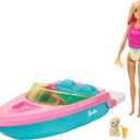 Barbie Doll and Boat Playset with Pet Puppy, Life Vest and Accessories, Fits 3 Dolls & Floats in Water, Gift for 3 to 7 Year Olds