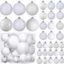 Prextex 36 Piece White Christmas Ornaments and Balls - White Ornament Set with 3 Sizes and 6 Styles - Shatterproof Christmas Ornaments for Tree, Wreath, and Holiday Decor for Indoor or Outdoor Display