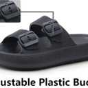 Weweya Slides for Women and Men EVA Waterproof Sandals Quick Drying Bath Shower Shoe House Slipper for Indoor & Outdoor Black Women Size 7 7.5