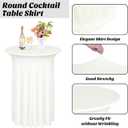 Kochorie 4 Pieces Cocktail Table Skirt 32 x 43 Inch Round Cocktail Tablecloths with Skirt Spandex Stretch Table Covers for Wedding Banquet High Top Tables Bar Party Decor (Ivory)