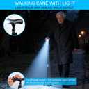 Stand Secure Cane - LED Light, Massage Grip, Stand Assist Aid & Quad Base