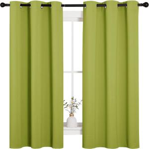 NICETOWN Thermal Insulated Solid Grommet Top Blackout Holiday Decorative Curtains/Drapes for Kid's Room (1 Pair, 42 x 63 inches in Fresh Green)