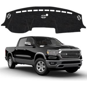 Dash Cover Mat for Dodge RAM 1500 2500 3500 2019 2020 2021 2022 2023 2024 2025 Non-Slip Dashboard Cover Mat Sunshade UV Rays Protector Interior Accessories