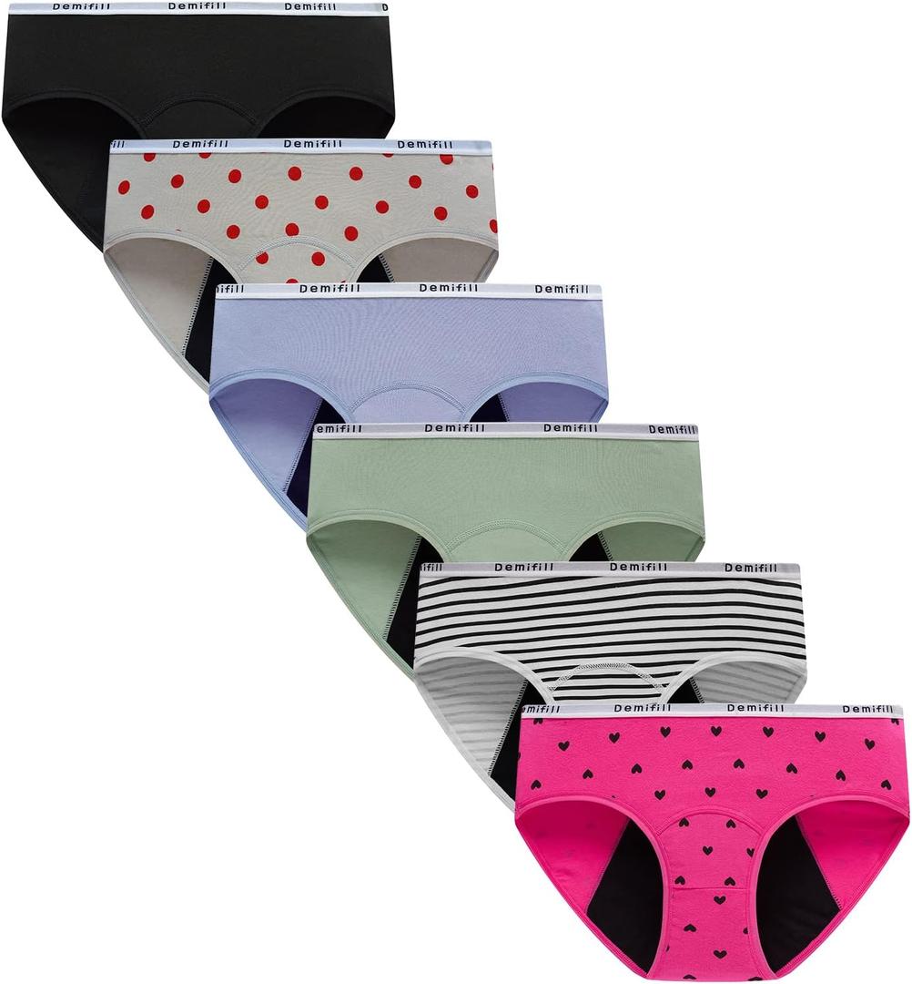 Demifill Teen Girls Period Panties Juniors First Period Starter Underwear Soft Briefs Pack of 6 Multipack (16-18 Years)