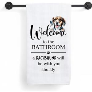Funny Dachshund Dog Hand Towels, Gifts for Dachshund Lovers, Wiener Dog Doxie Gifts Decorative Hand Towels for Bathroom Washroom Restroom, 16x24 Inch 153-a Dachshund