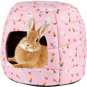 YUEPET Large Rabbit Bed House Foldable Winter Warm Bunny Hideout Cave for Guinea Pig Hamster Squirrel Ferret Hedgehog Chinchilla Cozy Cage Accessories